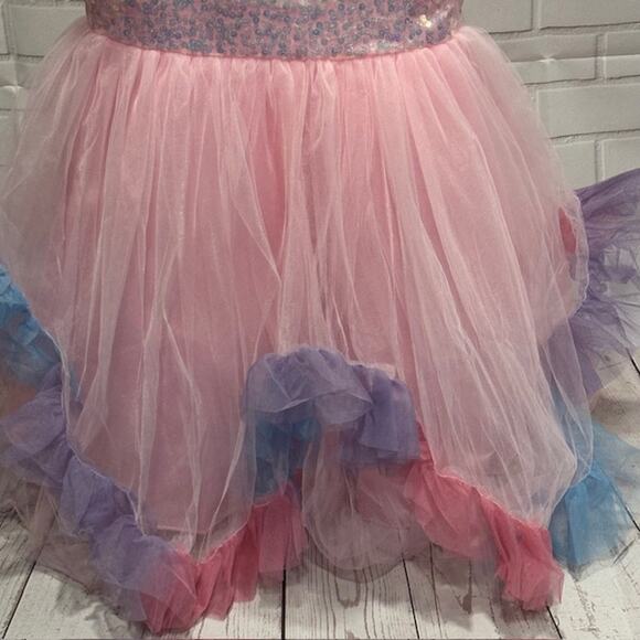 Elegant Princess Pink Party Dress Size 130 US 5T-6T Tulle Bow Sequin Dress - Picture 10 of 14